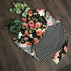 Floral and stripe top